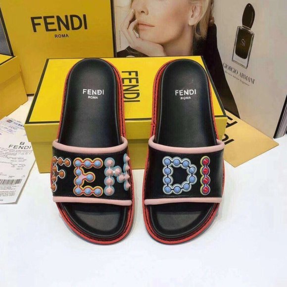 Fendi Shoes Fendi Studded Logo Slides Size 38 Poshmark